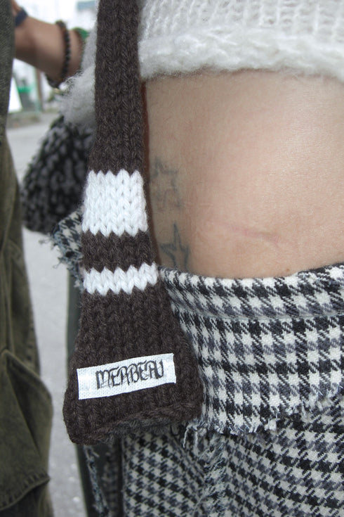 Merbeau × Cycle HANDMADE WIND SCARF -BROWN × SMORKY WHITE- *Last1